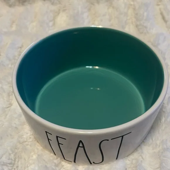 Rae Dunn White and Teal Ceramic Bowl - Picture 2 of 4